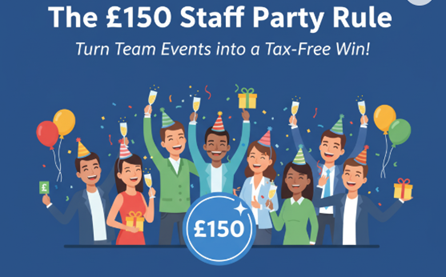 Interactive poster on the £150 Staff Party Rule for tax-free events.