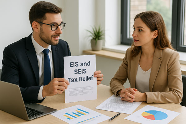startup founder meeting with accountant to understand EIS and SEIS tax relief options