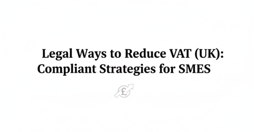 A poster with the title 'Legal Ways to Reduce VAT (UK)' and the subtitle 'Compliant Strategies for SMEs'.