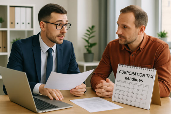 Paying Corporation Tax online to HMRC – UK business owner using laptop